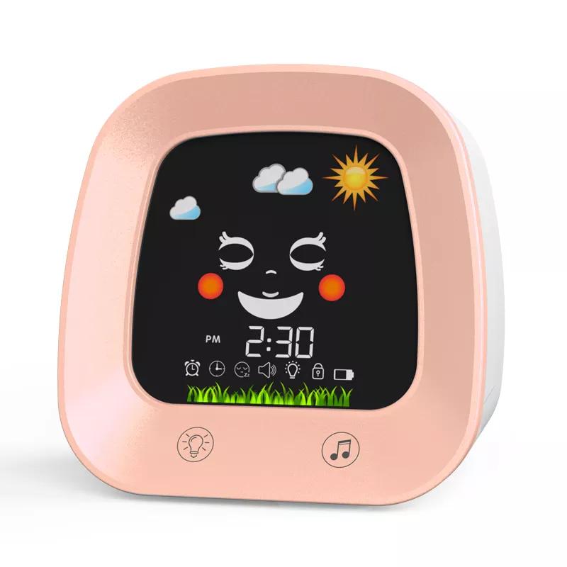 New Children Wake up Light Alarm Clock Kid LCD Digital Clock Green Light Sleep Trainer Night Night Smart Music TV Desk Clock
