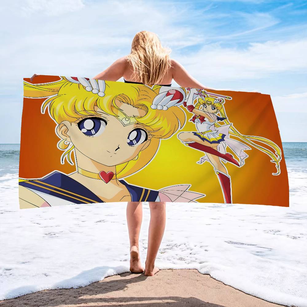 S-Sailor M-Moon Microfiber Blanket Quick Drying Beach Towels Oversized Printing Super Absorbent Pool Towel Blanket
