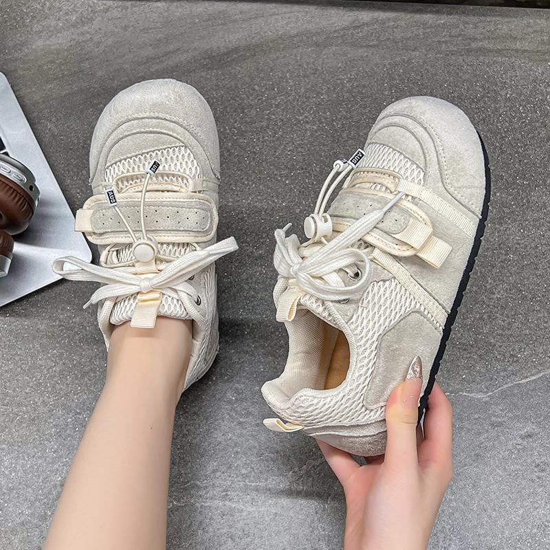 Fashion Fashion Mix Color Velcro Strap Sneakers Women 2025 Autumn Cute Round Toe Flat Heel Casual Shoes Soft Non Slip Sports Sneakers