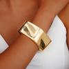 Irregular Geometric Square Wide Cuff Bangles for Women Vintage Punk Exaggerated Gold Color Smooth Bracelets Party Jewelry Gifts