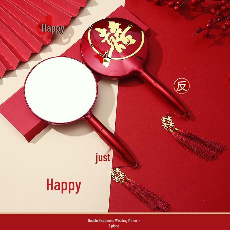 Red Wedding Comb & Cushion Set: Bridal Dowry Gift Box with Mirror