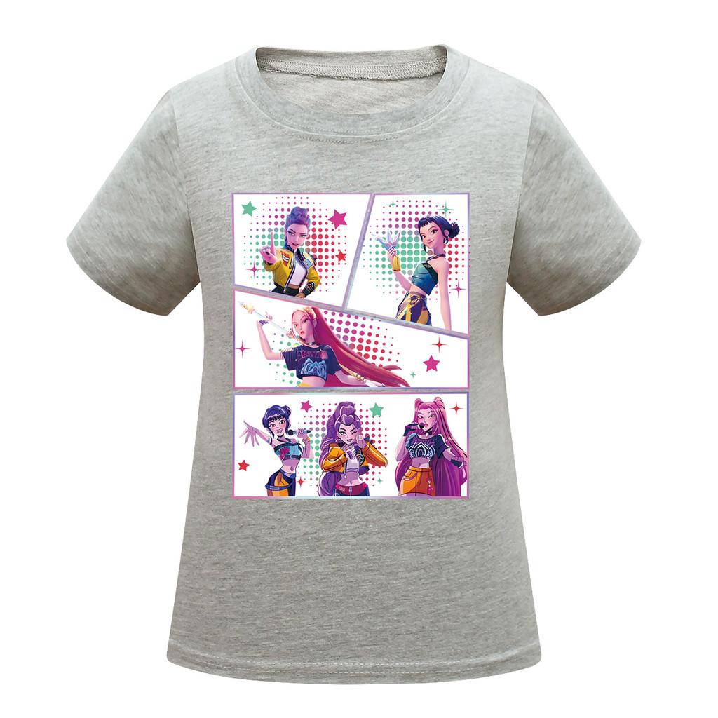 Kids Girls Anime Cartoon K-POP Rumi Zoey Mira Printed Casual Short Sleeves T-Shirt Top