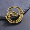 Men Vintage Crystal Dragon Brooch Pin Rhinestone Brooches Gold Tone Lapel Gifts