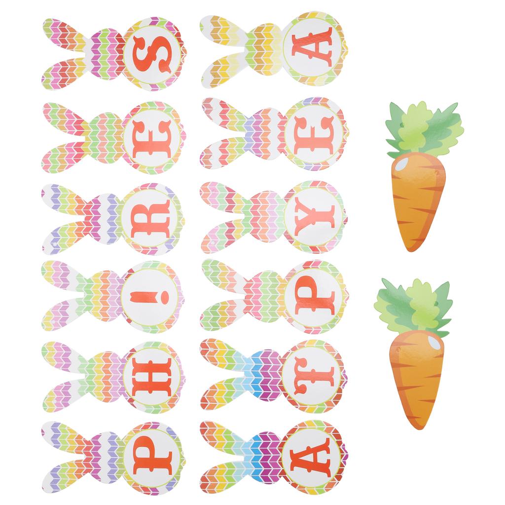 Paper Card Banner Rabbit Carrot Shape Strip Easter Festival Letter Decoration with Rope
