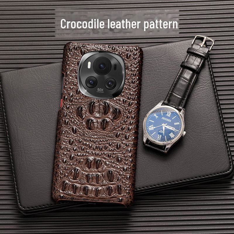 Crocodile skull genuine leather protective cover for Honor Magic3 mobile phone.
