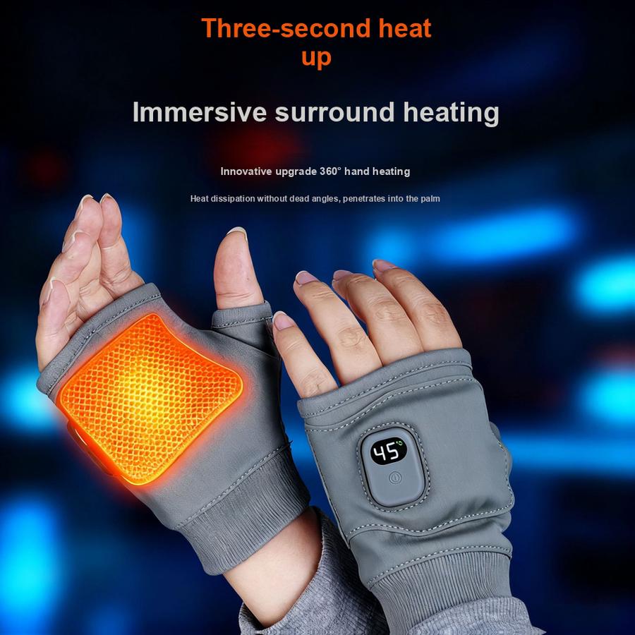 2 Pcs USB Graphite Quick Heating Gloves Game Office Outdoor Half Finger Smart Temperature Control Long Battery Life Warming Hand Warmer