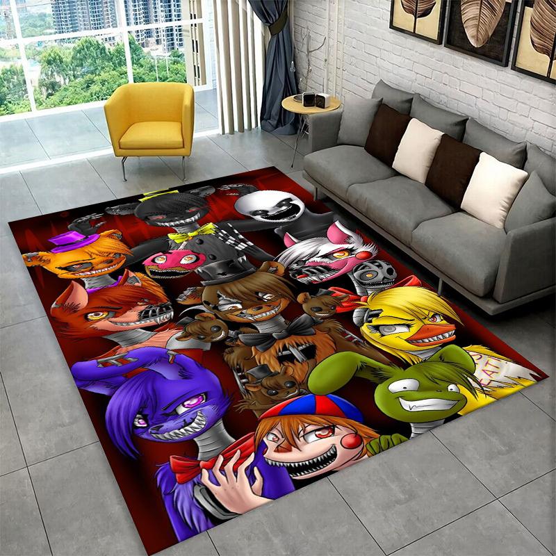 Klasický F-FNAF Hororová Hra Freddy Koberec Kobereček do Herny Ložnice Obývacího Pokojíku Pohovky Domácí Dekorace, Dětský Kobereček Protiskluzová Podložka