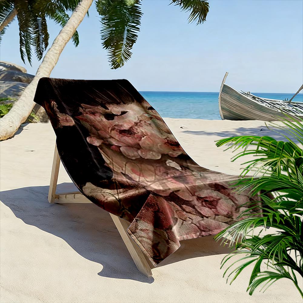Floral Face Art Illustration Beach towel quick-drying for travel outdoor sports jogging beach and swimming