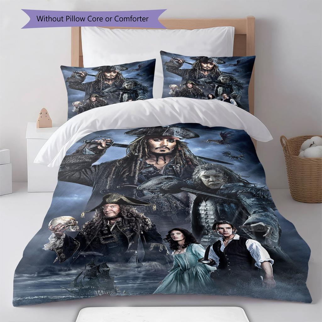 POTC Pattern Bedding Home Decoration Birthday Gift ( 1 Duvet Cover + 2 Pillowcase, Without Core),fan Merchandise.