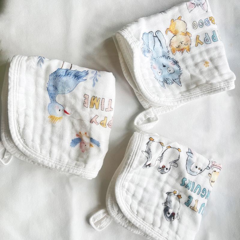 Soft Breathable Baby Face Washcloth Bib, Six-Layer Gauze
