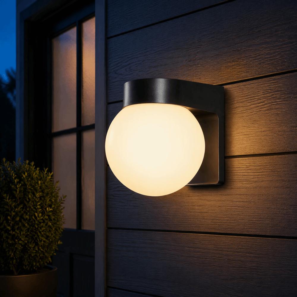 1pcs Black Finish Garden Lamp Round Globe Exterior Wall Light Creative Outdoor Wall Sconce Outdoor