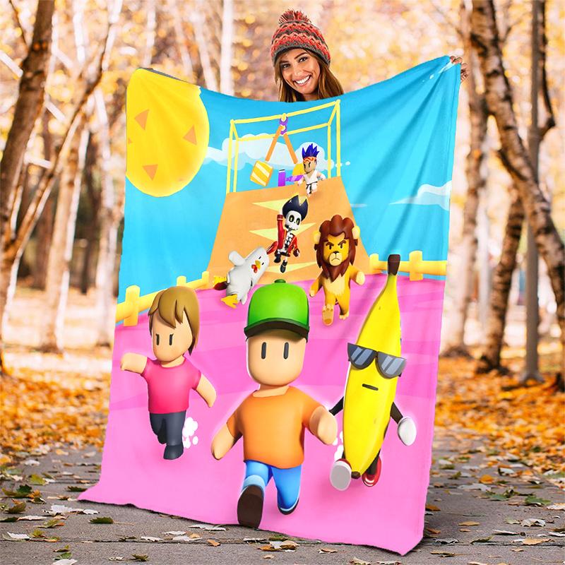 Stumble Guys Flannel Blanket Soft Warm All-Season Throw, Design for Camping, Car Travel, Hiking Sofa, Bed, Office Perfect Gift for Parties