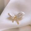 Elegant Irregular Pearl Bow  Brooches Pins For Women Stylish Minimalist Silk Scarf Buckle Clothing Jewelry Accessories