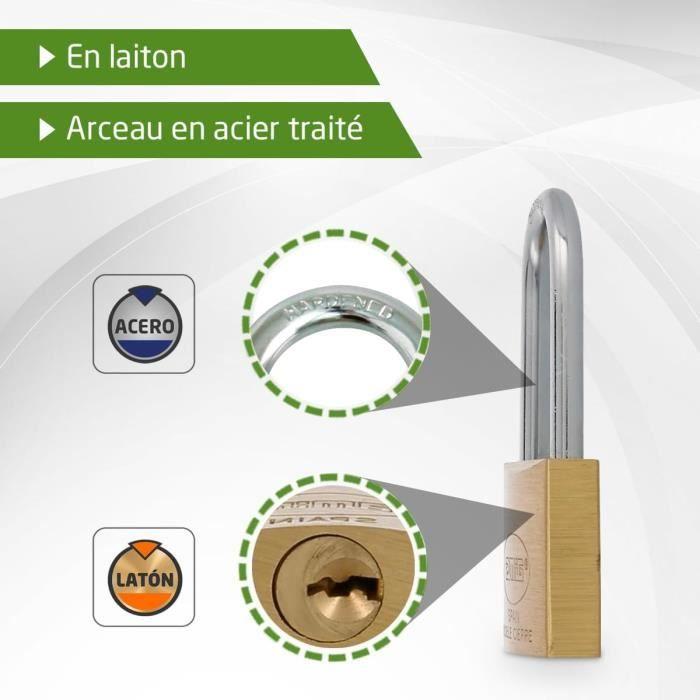 Cadenas de sécurité - amig - 60mm - laiton et acier traité - imperméable - 2 clés incluses