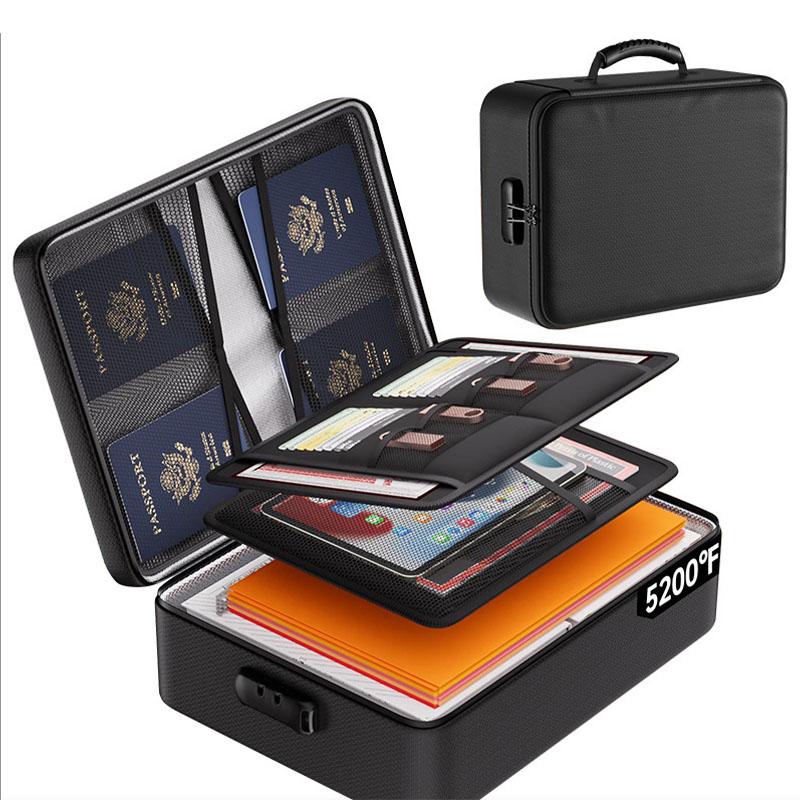 Fireproof Document Box,Hard Case Fireproof Document Organizer with Lock,Portable Fireproof Safe Storage Box Case for Files
