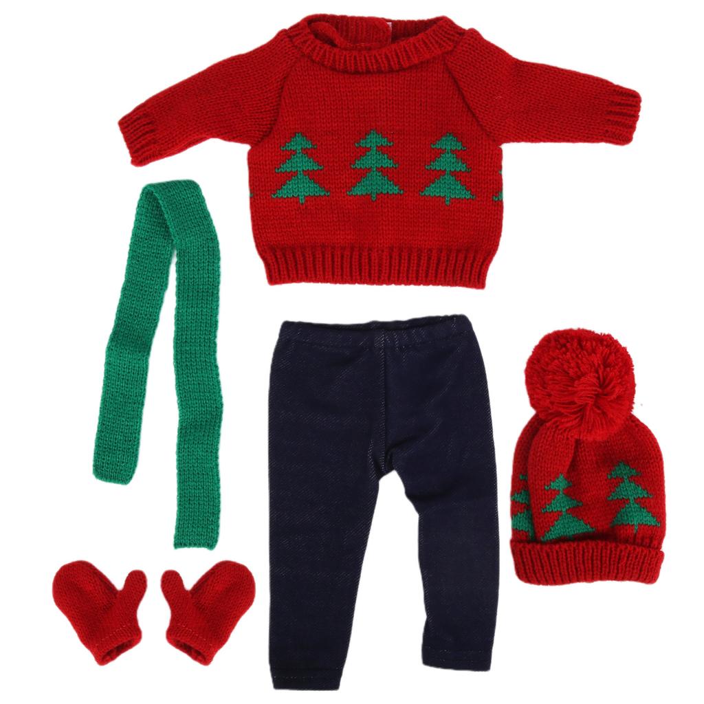 Dukkeklær til babyjente, julegenser, bukser, hatter, dukketilbehør til 18-tommers dukkeQ18-783