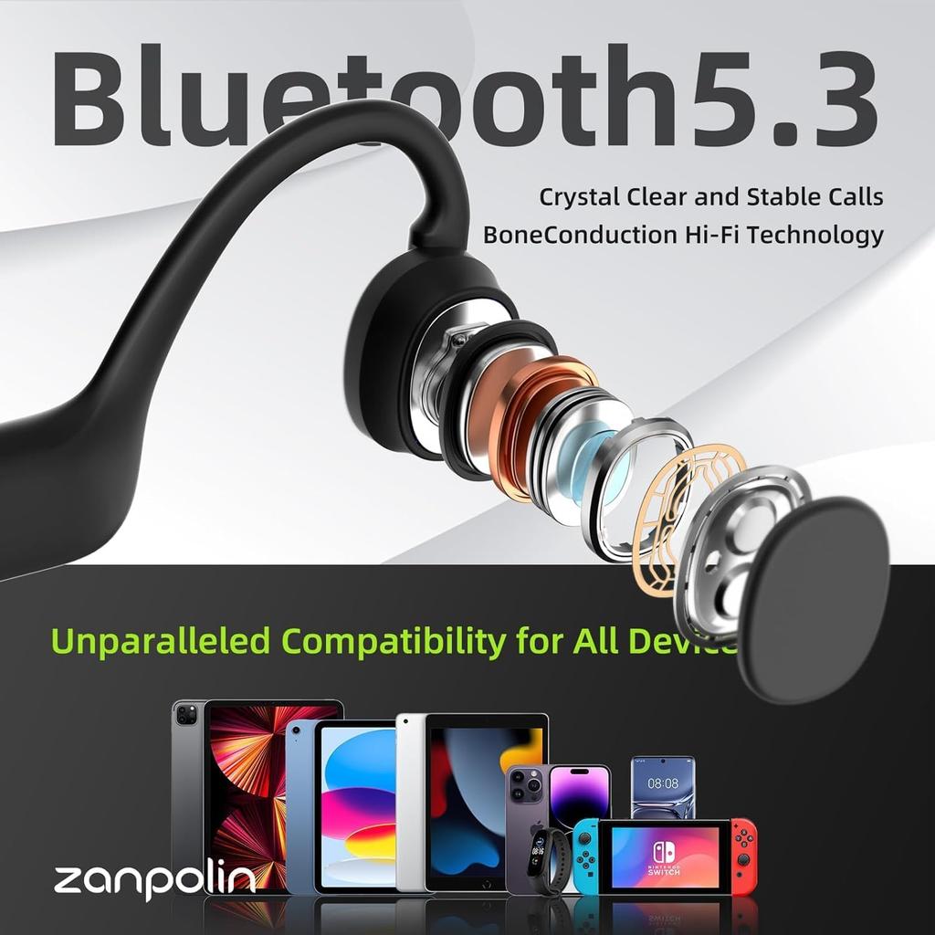 Bluetooth Bone Conduction Open Ear Headphones, 2025 New Bluetooth 5.3 Wireless Sports Earbuds with Mic, 12HRS Playtime IPX5 Waterproof Earphones for