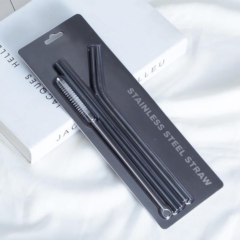 

Qianxing Black Reusable Stainless Steel Straw Set