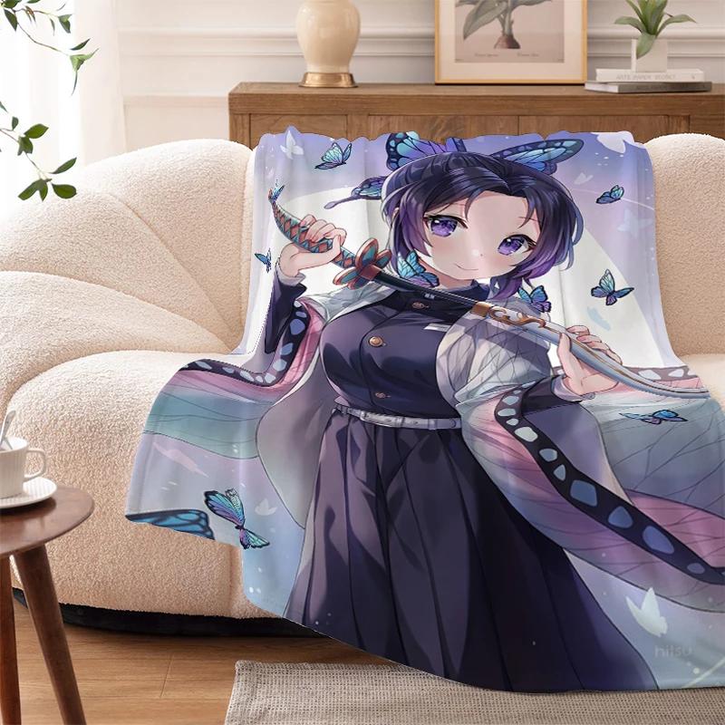 Sofa Blankets for Winter Anime D-Demons Slayer Warm Knee Bed Fleece Camping Fluffy Soft Blankets Microfiber Bedding King Size