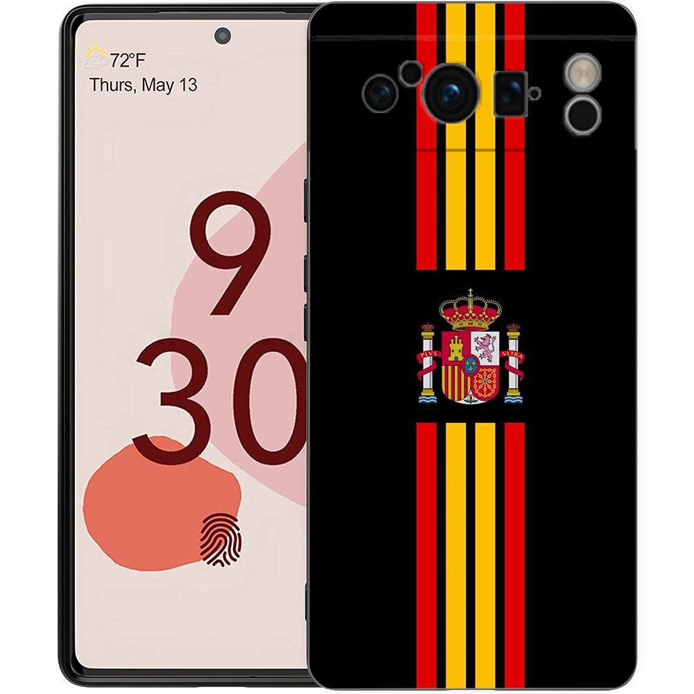 

Luxury Phone Case For Google Pixel 10 9 8 9A 8A 7 7A 6 Pro XL 6A 5G Black Soft Back TPU Cover Spain flag Pixel 10 Pro XL
