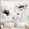 Navy Blue Watercolor Mountains Wall Tapestry, Sky Wall Hanging Large Tapestry Decoration Polyester Fiber White Hem Around for