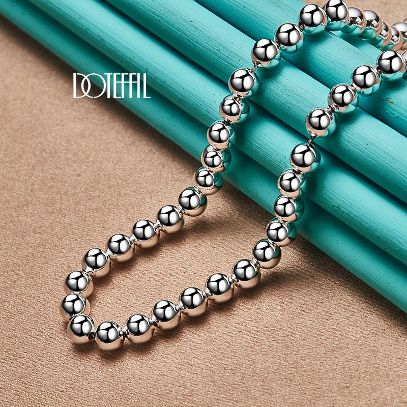 Classic 6mm Bead Chain Silver Necklace Party Gift Charm Jewelry
