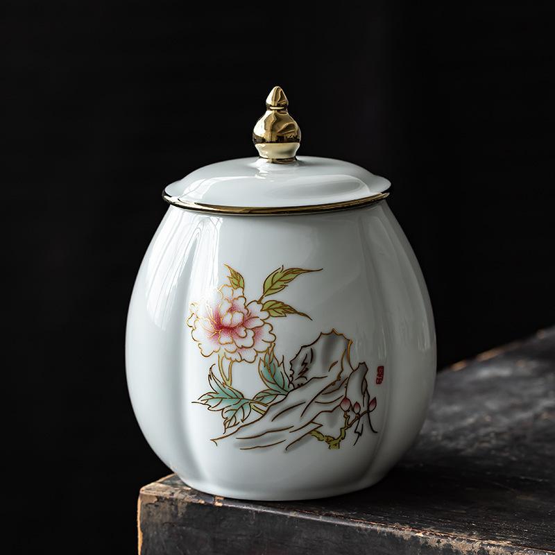 Tea can large creative red sealed storage tank gift box gold-plated European ceramic tea packaging tank