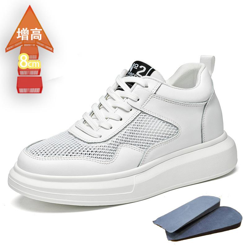 

Мужская обувь с внутренней высотой 7 см, спортивная и повседневная обувь, белая обувь, весенние низкие кроссовки из коровьей кожи на толстой подошве для бега, спортивные кеды 45