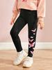 Girls Butterfly Printed Leggings Pants, Stretchy Opaque Activewear for School & Sports, Kids 3T-7Y