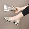 Women's Shoes Hollow Sandals Women's Summer Mesh Breathable Thick-heeled Single Shoes Women's Mid-heel Mother Shoes