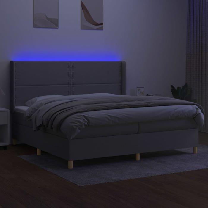 VidaXL Sommier à Lattes de Lit avec Matelas et LED, Lit Rembourré avec Tête de Lit, Lit Double, Lit Adulte de Chambre, 3138821