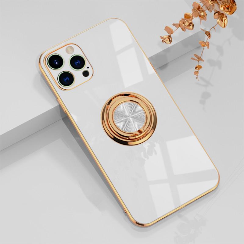 Soft Square Phone Case For iPhone 11 12 13 14 15 Pro Max XS X XR 7 8 Plus SE  Mini Stand Ring Silicone Shockproof Cover
