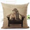 Cute Dog Printing Cushion Cover Cotton Linen Dog Throw Pillow Case For Sofa Decorative Pillowcase Cover Almohada Zt86