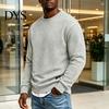 Mens Casual Crewneck Sweatshirt Men Sweatshirt, Soild Color Geometric Texture Ribbed Cuff Hem Loose Fit Pullover Shirt for Office Street Daily