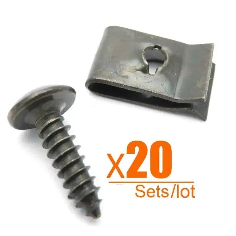 40pcs Mixed U-Type Metal Screw Clips with Anti-Rust Protection for Car & Motorcycle Fastener Tapping Buckle