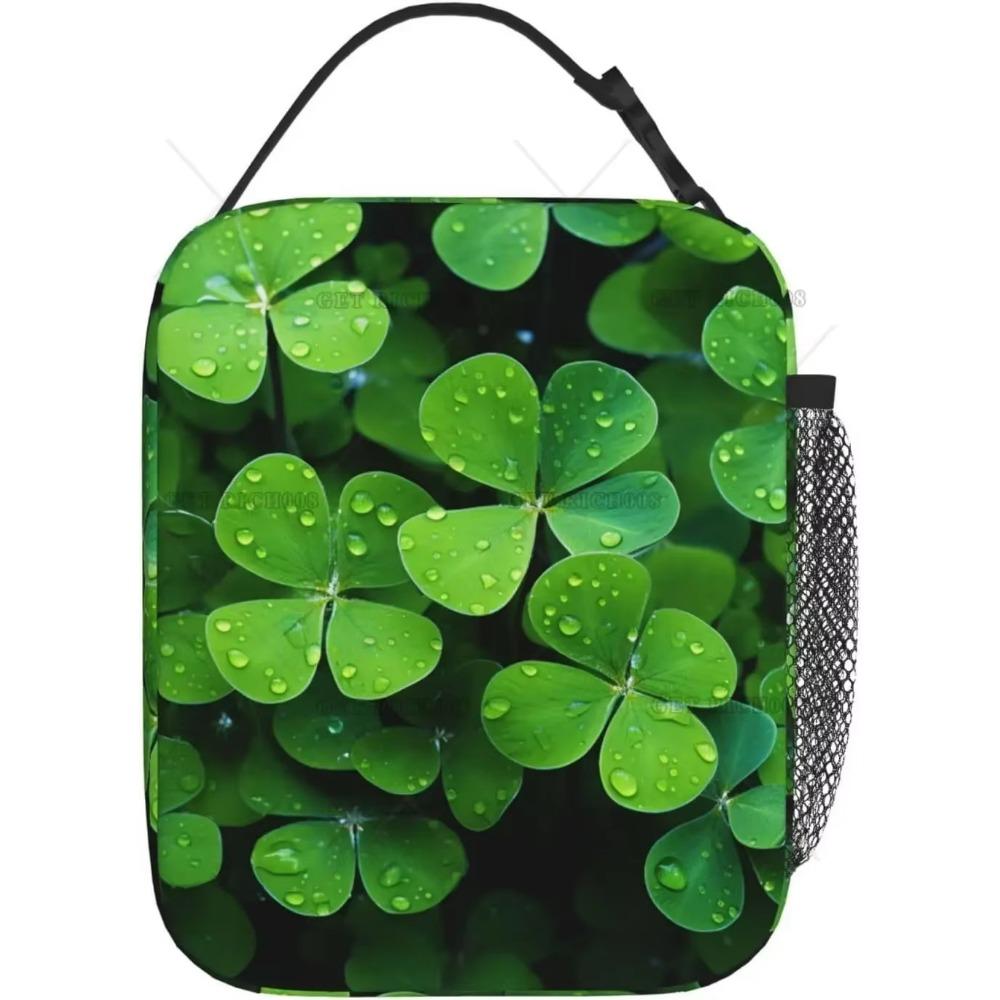 3D St.patrick Day Clovers Insulated Lunch Bag Many Green Clover Lunch Box Lunch Bag for Women Food Tote Bags Reusable