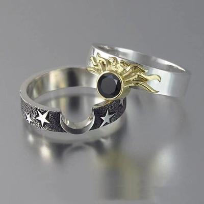 2 PCS/Set Creative Sun Star Combination Ring for Women  Jewelry Accessories Trendy Able Men and Woman Jewellery