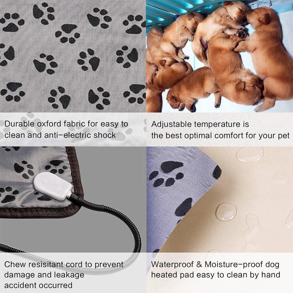 Pet Heating Pad Electric Heat Mat for Cat Dog Puppy Whelping UK, 45x45 cm 20W / 70x45 cm 30W, Oxford Cloth Leather, 3 Gears