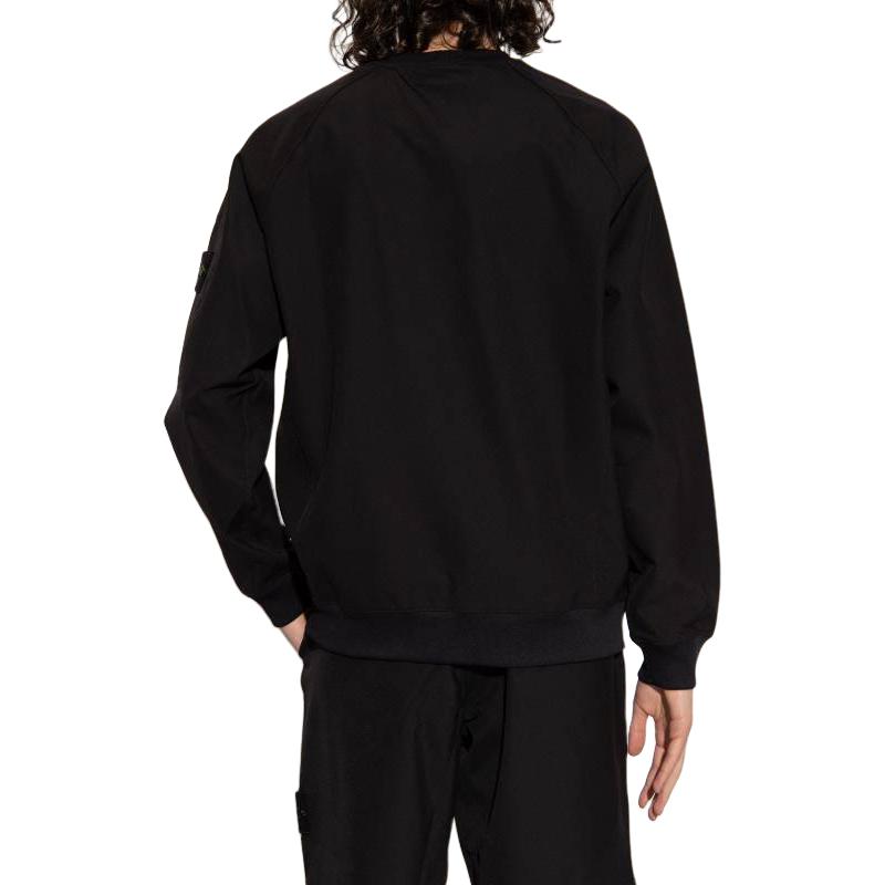 Stone Island Solid Color Crew Neck Logo Sweatshirt Men sweatshirt Black 781560653-V0029