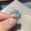 925 Sterling Silver Blue Zircon Flower Ring: Women's Luxury Chinese Style Index Finger Accessory