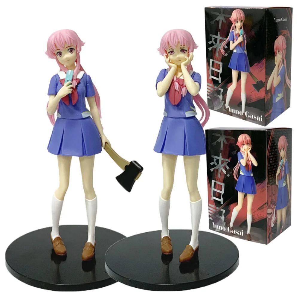 In stock 17cm Future Diary Mirai Nikki Gasai Yuno Anime Uniform Dress Standing Posture Action Figure Model toys Thanksgiving