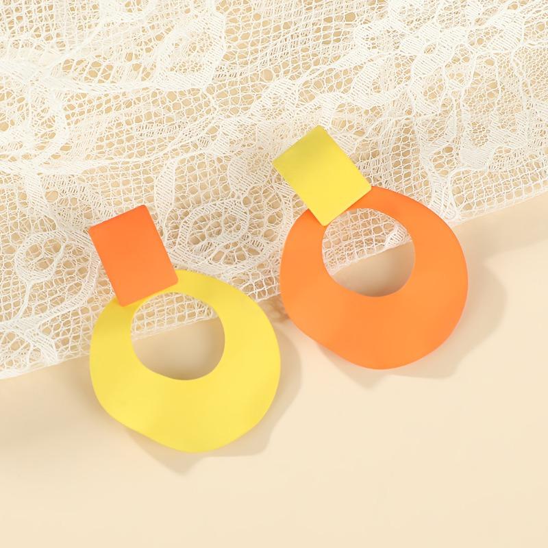 Dopamine Geometric Irregular Circle Earrings Female Japan Korean Simple Personality Earrings Artistic Fashion Jewlery