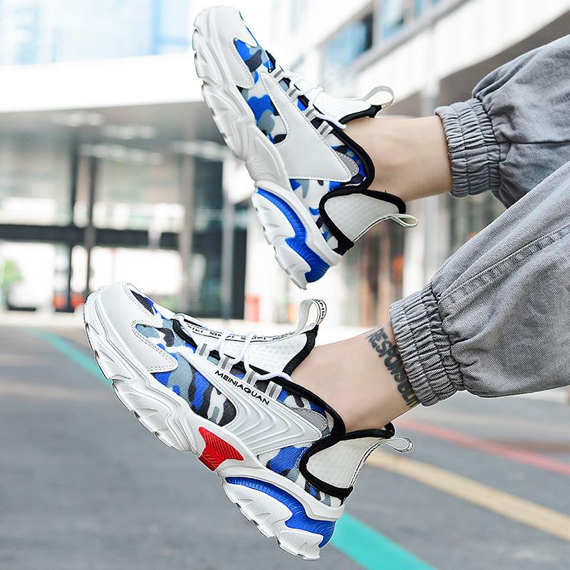 Fashion 2025 Fashion Men Platform Sneakers Breathable Comfortable Sport Shoes Chunky Knitting Mesh Sneakers Casual Shoes White Sneakers