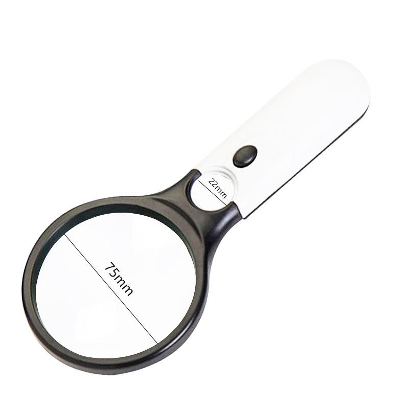 Chuda 3LED Reading Magnifier with 4 Color Options, Model 6902AB, 45X Dual Lens, 75MM