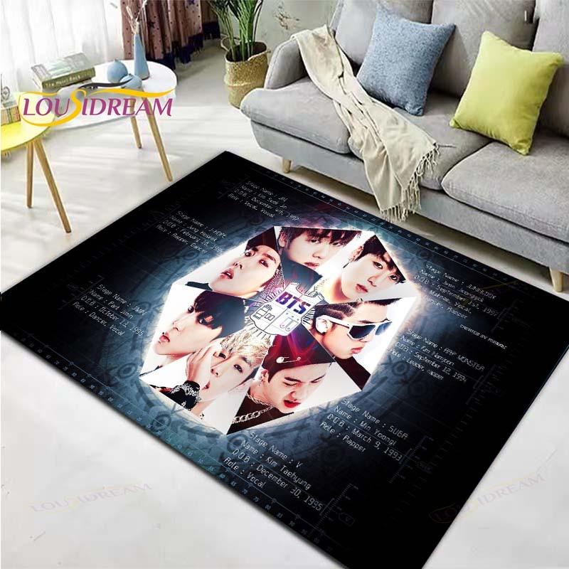 Kpop Bangtan Boys BTS Carpet Rug Kids Carpets Living Room Tea Table Mats Bedroom Rug Washable Floor Mats Household Area Mat