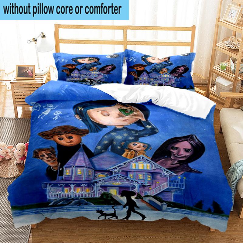 3PCS Moonlit Mystery Cora-line 3pcs Bedding,Including 3PCS Duvet Cover And 2pcs Pillowcases Perfect for Christmas,Ideal for Bedroom, Dormitory