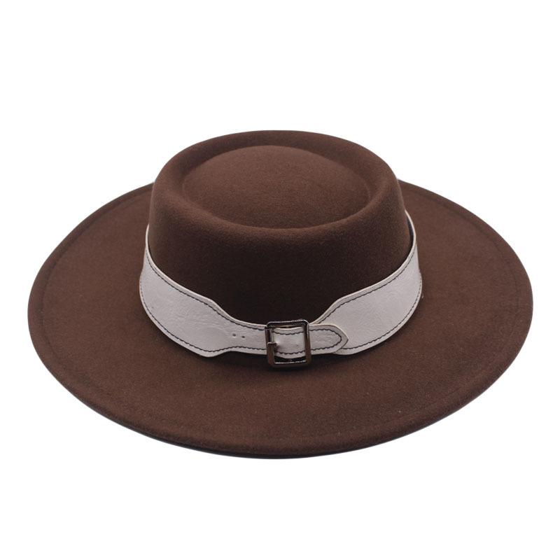 European and American fashion autumn and winter woolen top hat women, British retro temperament big-brimmed jazz hat women's concave felt hat