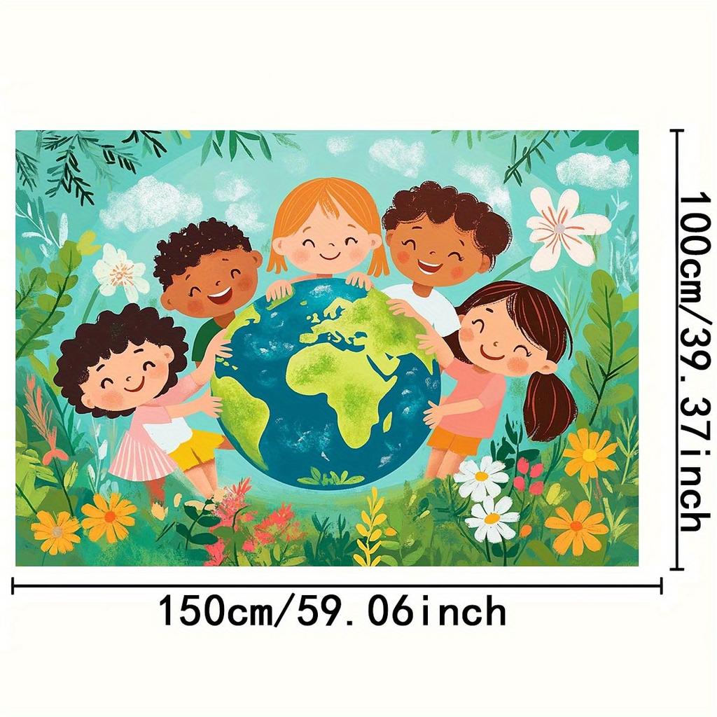 World Unity Flag Earth&Flower Design Indoor and Outdoor Parties Birthdays Festivals First Communion