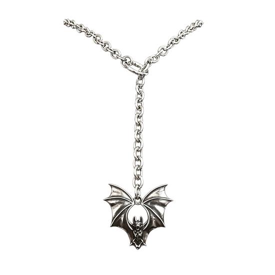 Punk Lariat Y Necklace, Gothic Bat Pendant Necklace, O Ring Long Necklace, Adjustable Slip Chain Necklace Jewelry Gift for Women