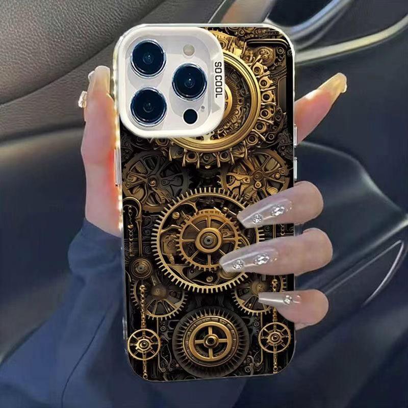 Mechanical Gear Phone Case for iPhone Models: 16 Pro Max, 15 Pro, 14 Pro, 17